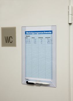 Plakathülle vorne offen DIN A4 mit Stifthalter
