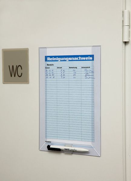 Plakathülle vorne offen DIN A4 mit Stifthalter