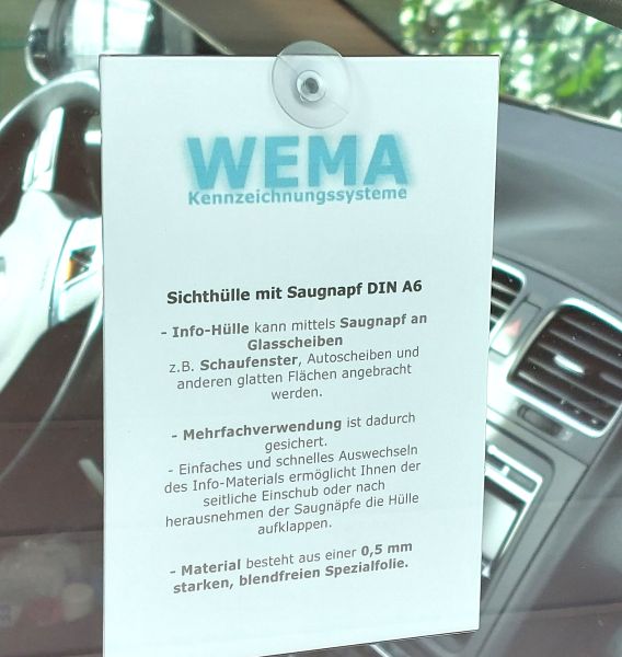 Sichthülle mit Saugnapf DIN A6