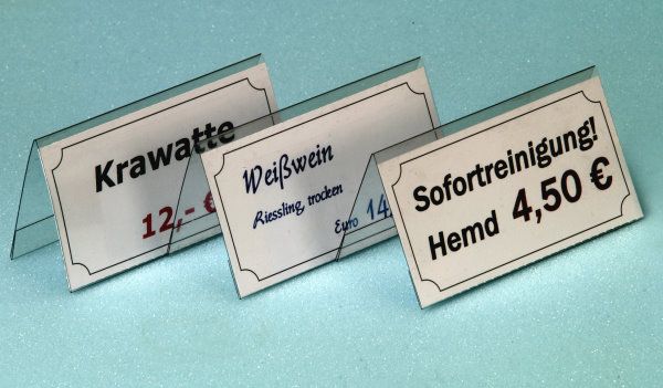 Tischaufsteller - Dachform (PVC) 10,5cm x 5,7cm